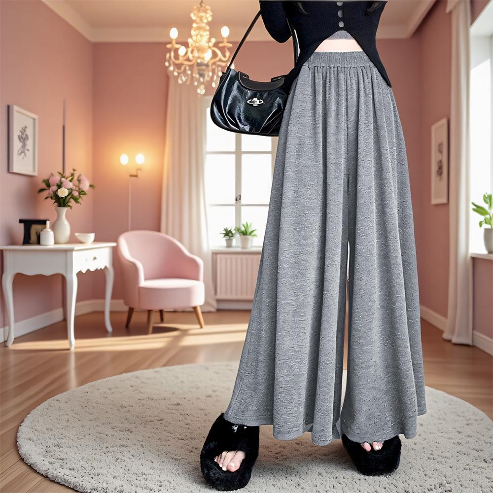 Women's High-Waist A-Line Culottes: Autumn/Winter, Loose, Slimming, Versatile, Lazy Style, Glutinous Rice