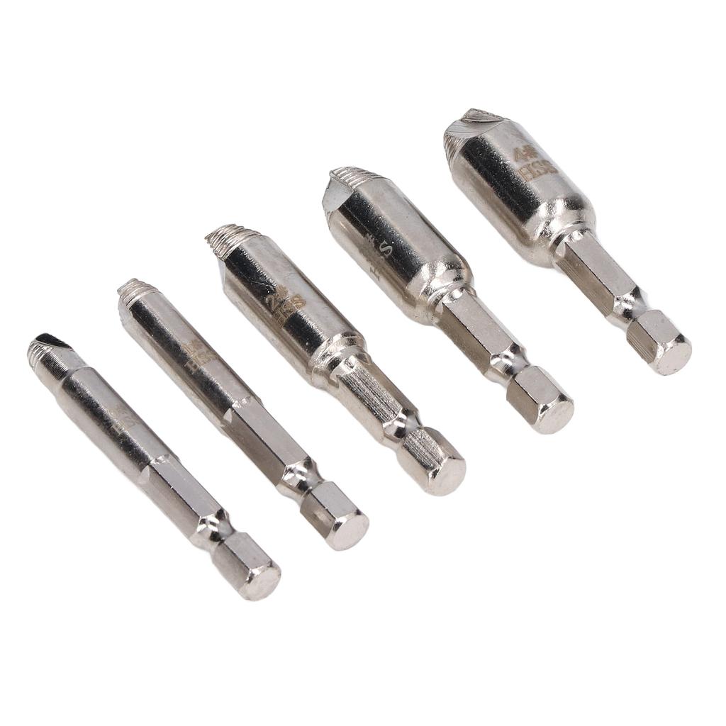 5PcsSet Screw Extractor High Speed Steel Nickel Plated Bolts Remover for Broken Screws
