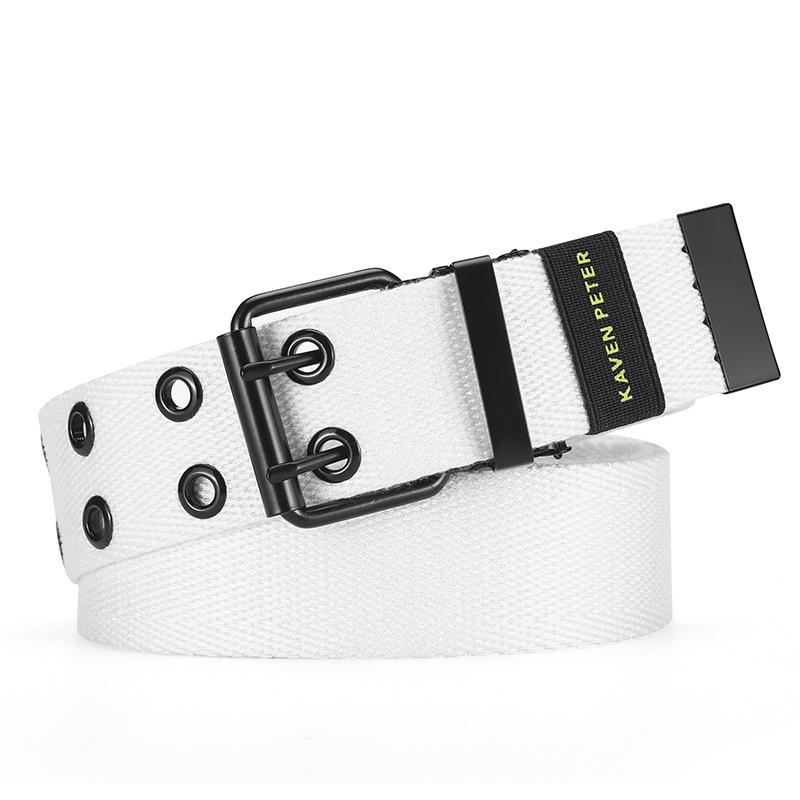 Spring And Summer Multi-Color Men'S Canvas Belt Trendy Youth Casual Jeans Double Pin Buckle Belt Men