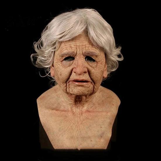 Affascinante Maschera Anziano Uomo Vecchio per Adulti Lattice Realistico Umano Testa Intera Copertura Confortevole con Rughe Realistiche Halloween Mascherata Cosplay