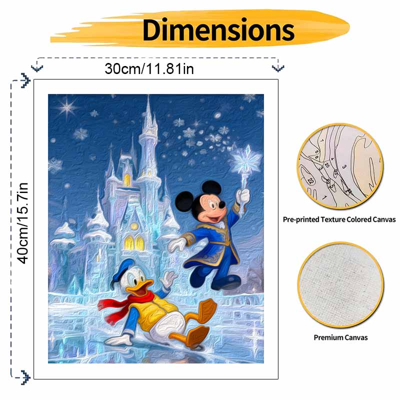 Disney Oil Paint Digital Painting Art Kit Winter Castle Mickey Donald FillIn Painting Home Decor