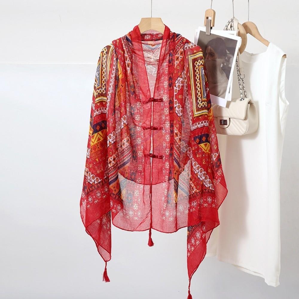 Tassels Cardigan Cape Paisley National Style Cloak Fashion Sunscreen Scarf Shawl  Holiday