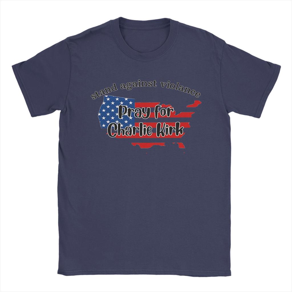 Charlie Kirk T Shirts Men Pure Cotton Vintage T-Shirt Crewneck  Tee Shirt Short Sleeve Clothes Birthday Gift