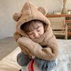 Warm Knitted Rabbit Ear Hat With Scarf Kids Women Winter Outdoor Wear Soft Fleece Lined Adjustable Hooded Beanie