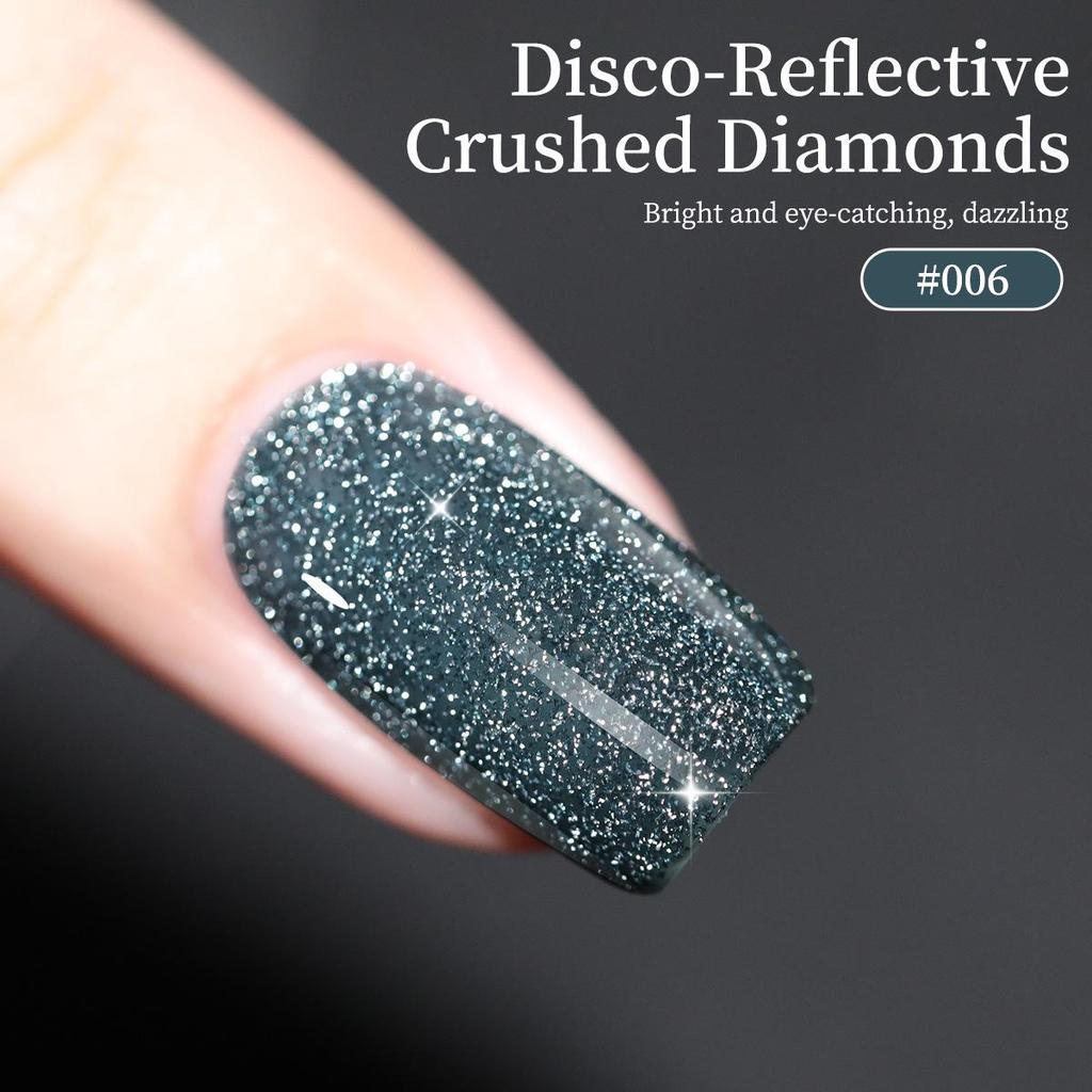Reflective Disco Diamond Gel Polish 2025: Starlight Silver Nail Set