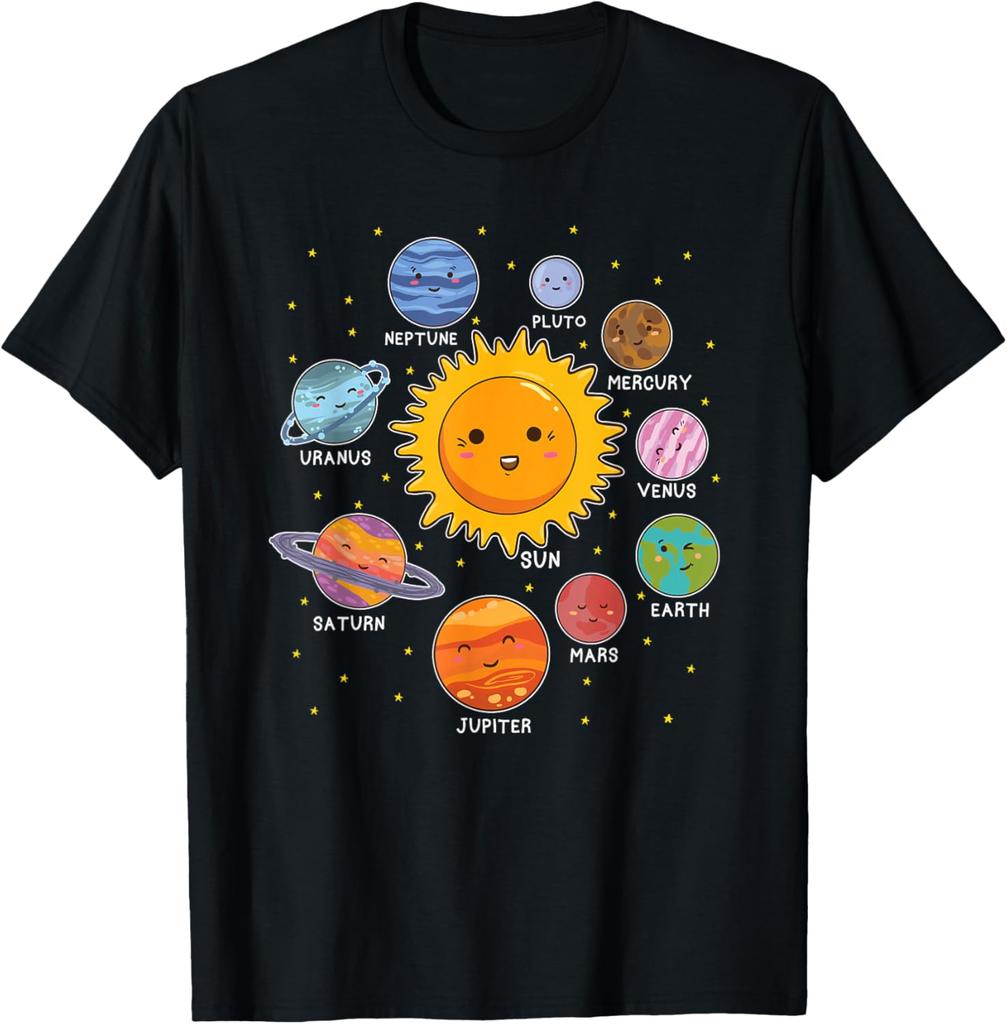 Solar System Planet Space Planets Boys Girls Toddlers TShirt Science Fiction Crewneck Short Sleeved Unisexs Printed Tee