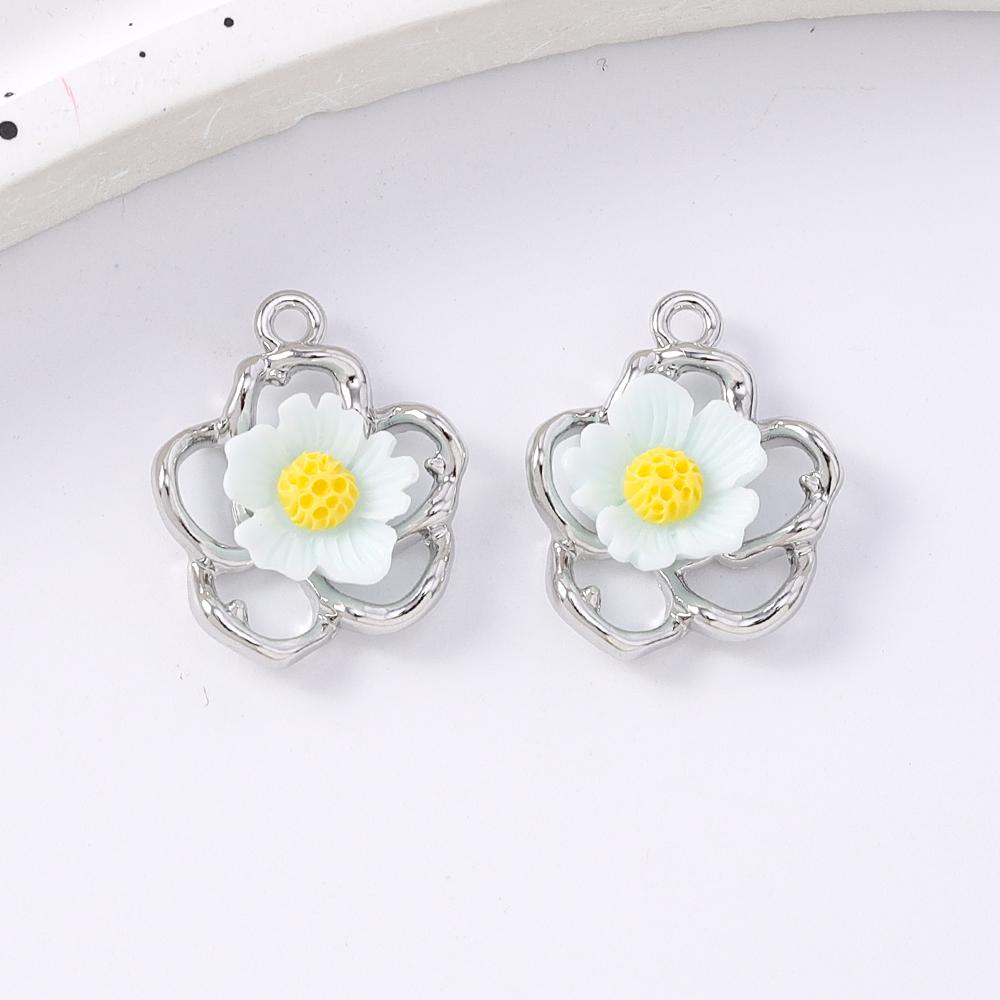 5pcs Cute Enamel Flower Charms Pendants for Jewelry Making Necklace Earrings Bracelet DIY Handmade Accessories Supplies