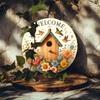 Vintage Floral Bird Welcome Sign Rust Proof Aluminum Wall Art Decor For Home Bar Cafe