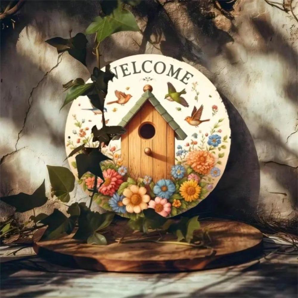 Vintage Floral Bird Welcome Sign Rust Proof Aluminum Wall Art Decor For Home Bar Cafe
