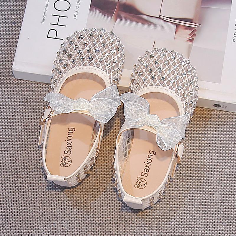 2026 Soft Sole Crystal Princess Shoes for Girls - Spring/Summer Collection 23 бежевый