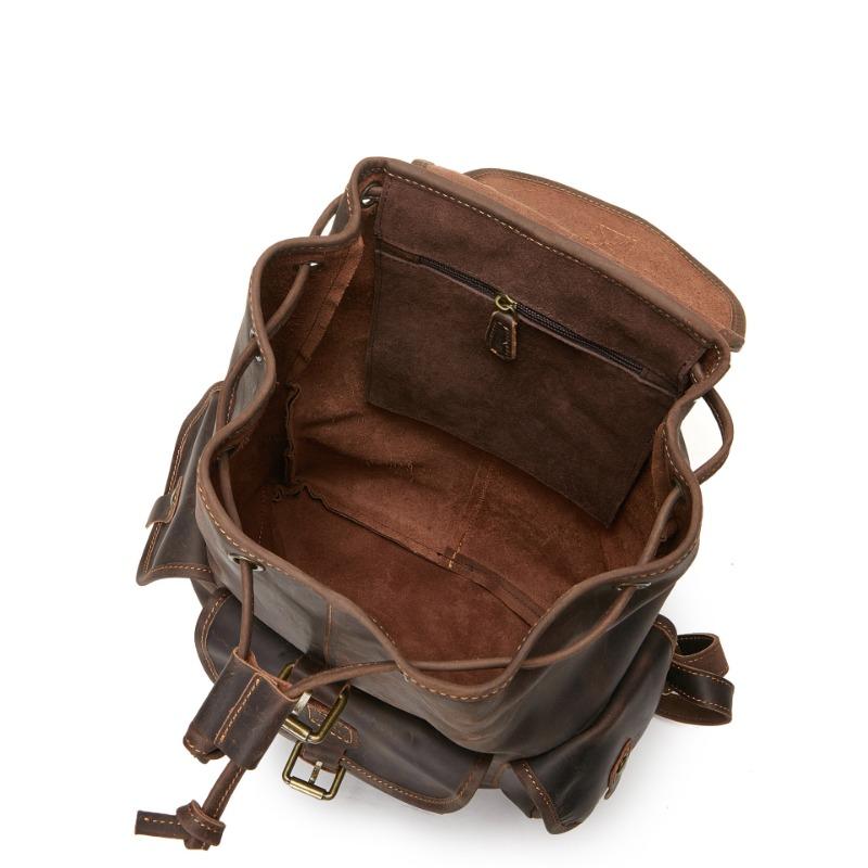 Cowhide Backpack Men's and Women's Casual Genuine Leather Backpack for High School Students Simple School Bag