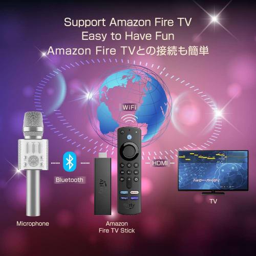 GIGASTONE Karaoke Microphone, @DAM (Fire TV/Fire Tablet) Recommended, Wireless Microphone for Home Karaoke, Bluetooth 5.0 Compatible, TWS Microphone K