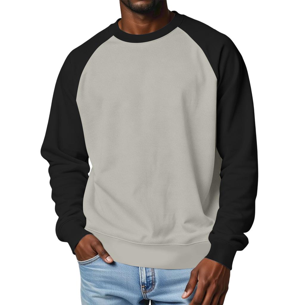 Men's Round Neck Fleece-Lined Thick Solid Color Sweatshirt