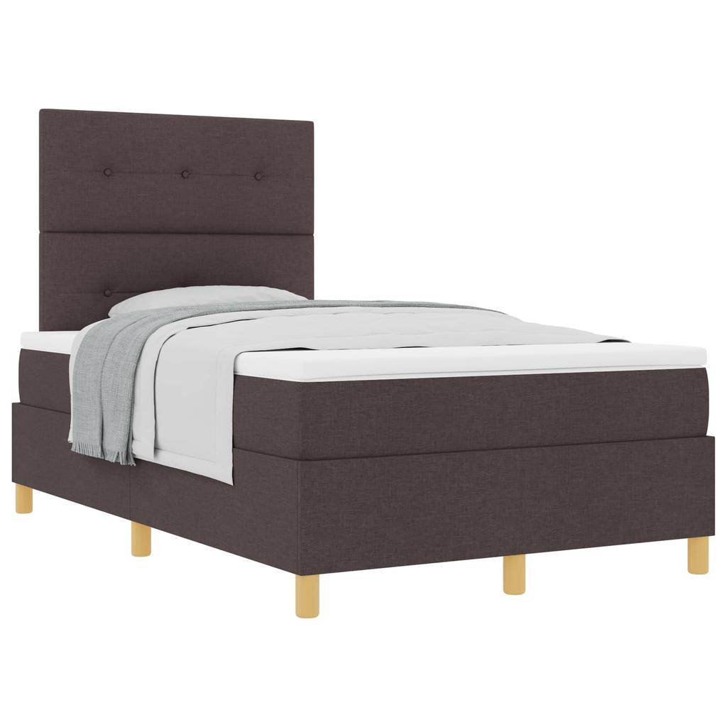 Boxspring bed with headboard Dark Brown 120 x 190 cm Fabric