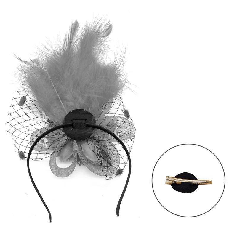 1920s Flower Hair Clip for Women Flapper Headpiece Headwear for Party Party Elegant Feather Large Flower