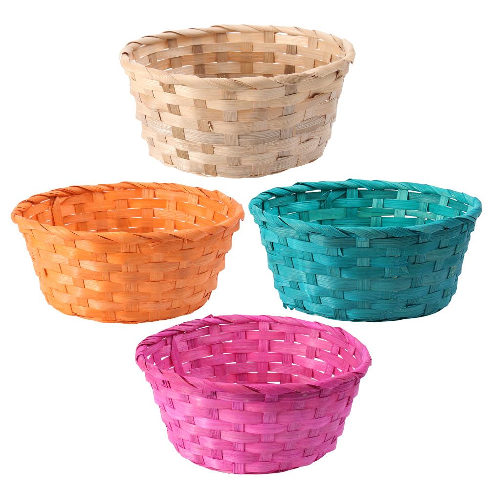 1 Set 4 Pcs Colorful Bamboo Egg Baskets Easter Props Children's Day Baskets