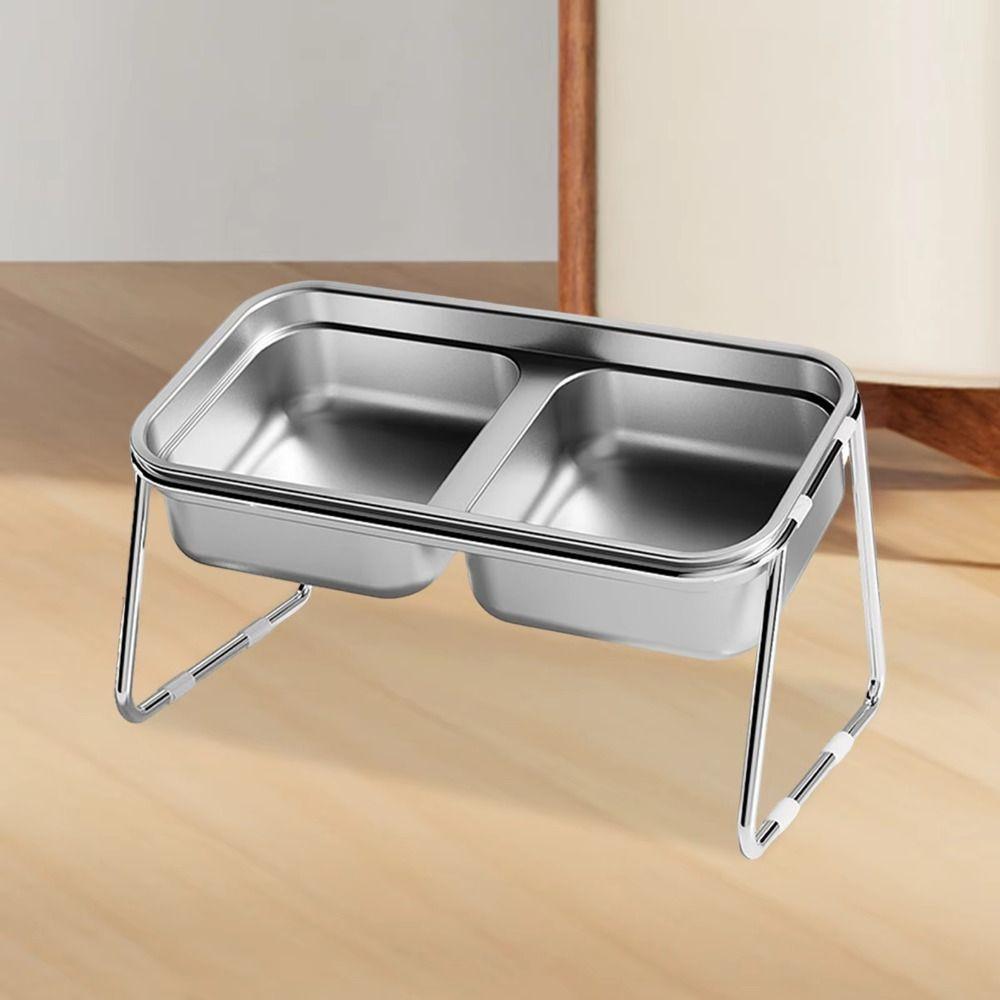 Stainless Steel Cat Food Water Bowl 15 ° Slant Elevated Pet Feeder Bowl  Pet Supplies