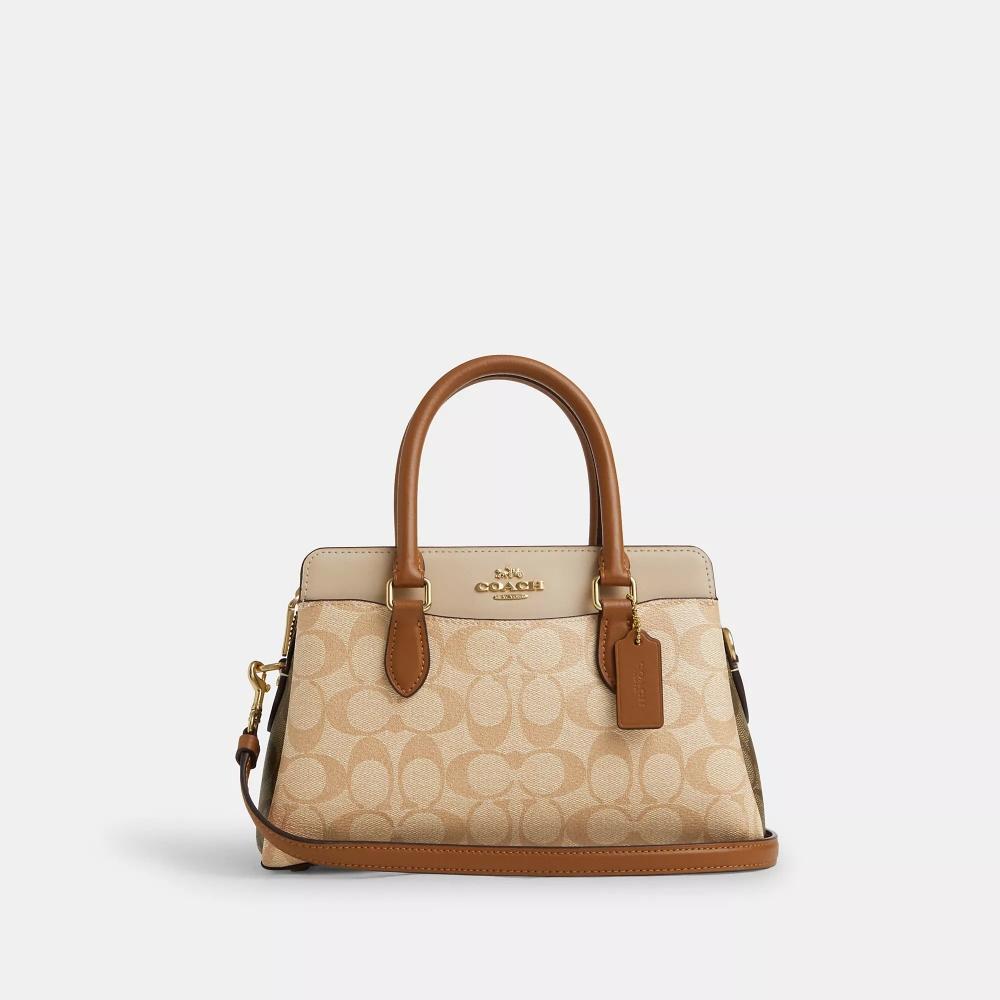 

Сумка Coach Mini Darcie из парусины Blocked Signature светло-хаки, цвет хаки