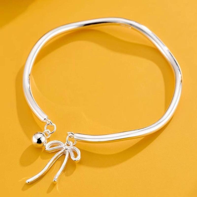 A52E Adjustable Open Bangle Lovely Bowknot Cuff Bracelet Mobius Band Wristchain