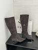 European and American temperament versatile and thin pointed suede high-heeled boots