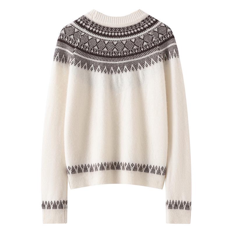 Lekasha Unisex Cashmere Fair Isle Jacquard Pullover for Autumn/Winter