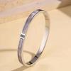 Rose Gold Titanium Steel Bracelet for Women - Non-fading, Stainless, with Three Diamonds, Simple & Fashionable Design.