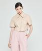 Depassion Big Collar Crop Short Sleeve Shirt (Beige)