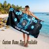 Manchester City Design Beach Towel Custom Text Large Towel for Beach Vacation