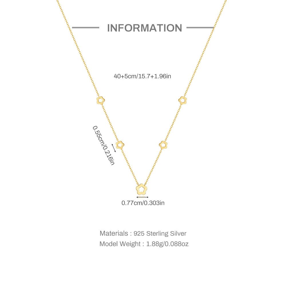 Fashion S925 Sterling Silver Five-Petaled Flower Stacked Wearing Stacked Classic Versatile Ladies Clavicle Necklace Women