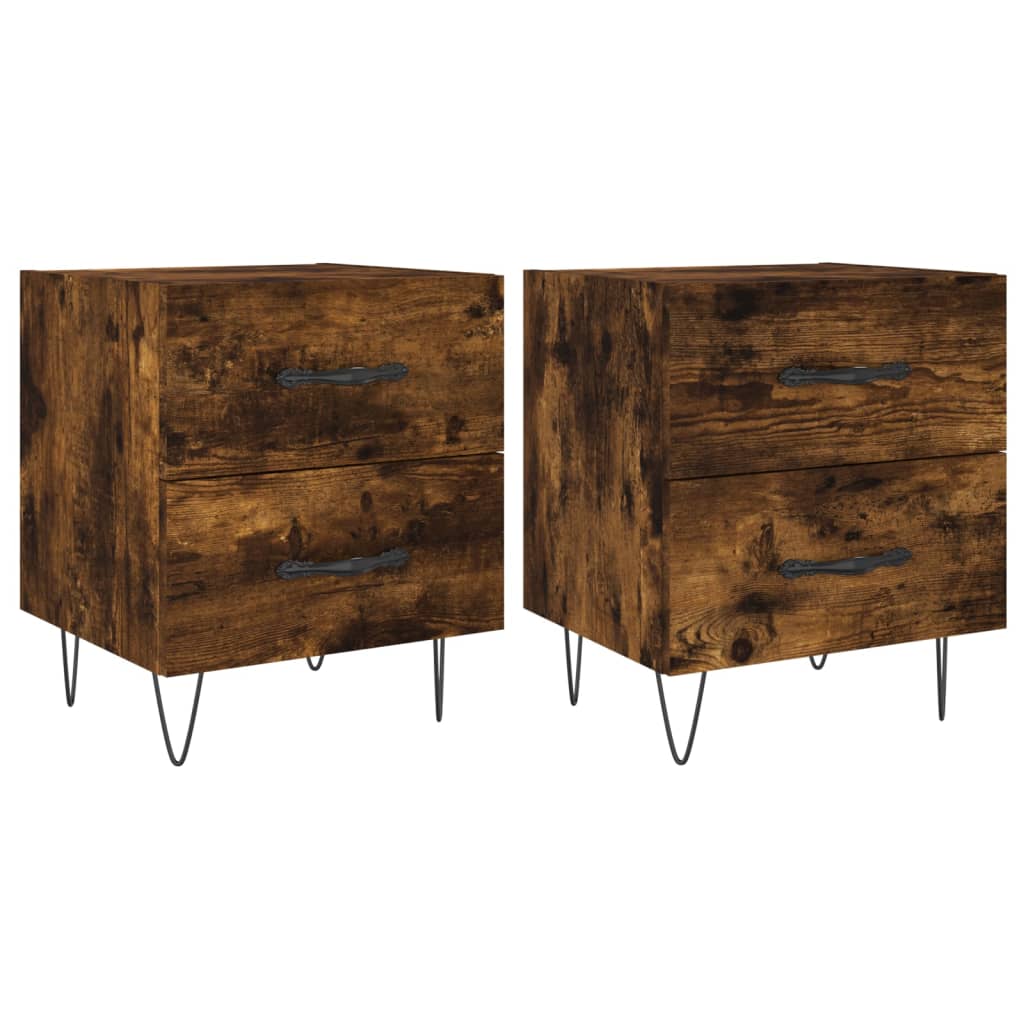 Nightstands (2 Pcs) Smoked Oak 40 X 35 X 47.5 Cm Engineered Wood