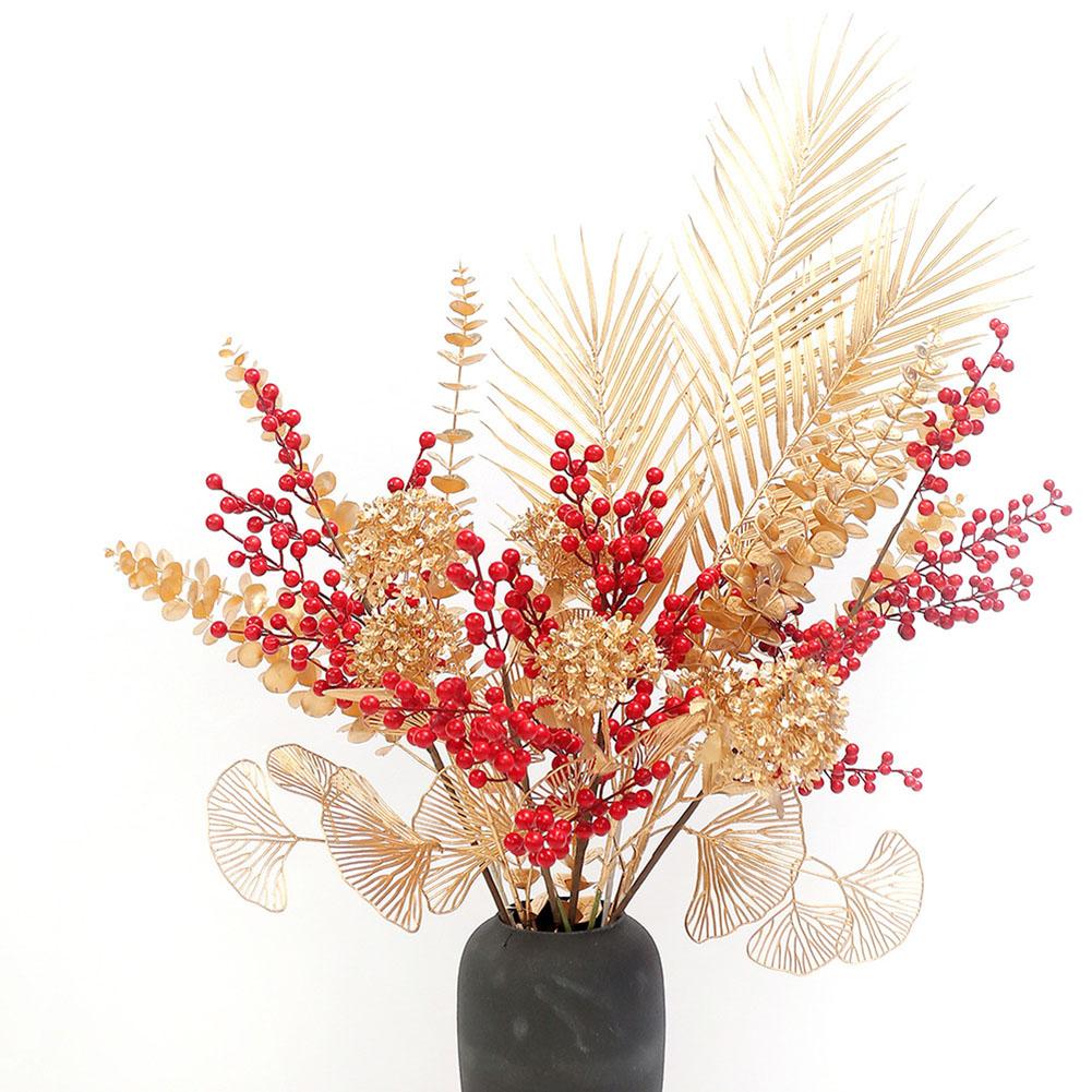Gold Fan Leaf Simulated Flower Golden Color Plastic
