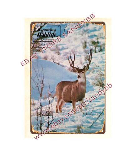 

reasonable home decor 1977 Wyoming hunting fishing deer snow mountain tin signAluminum 20x30cm（7.8x11.8inch）