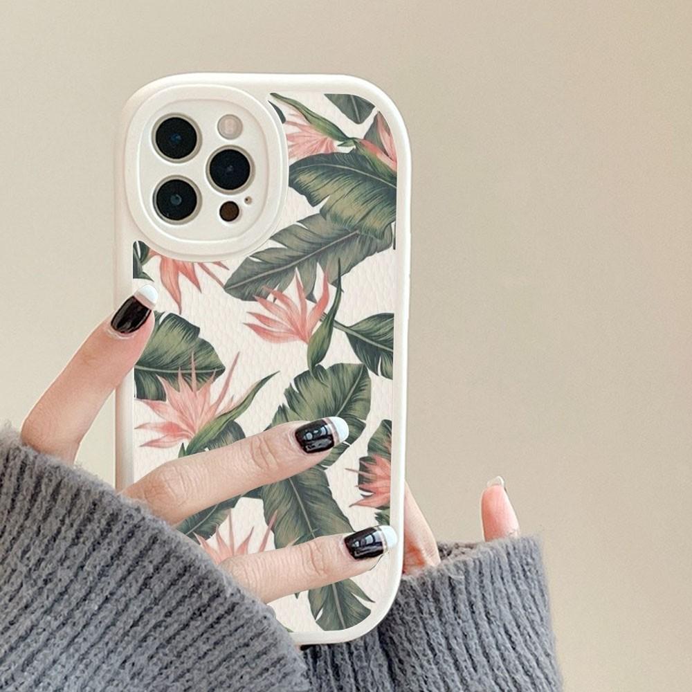 Blad Monstera Grön Telefonfodral Hårt Läder För IPhone 14 13 12 Mini 11 14 Pro Max Xs X Xr 7 8 Plus Fodral