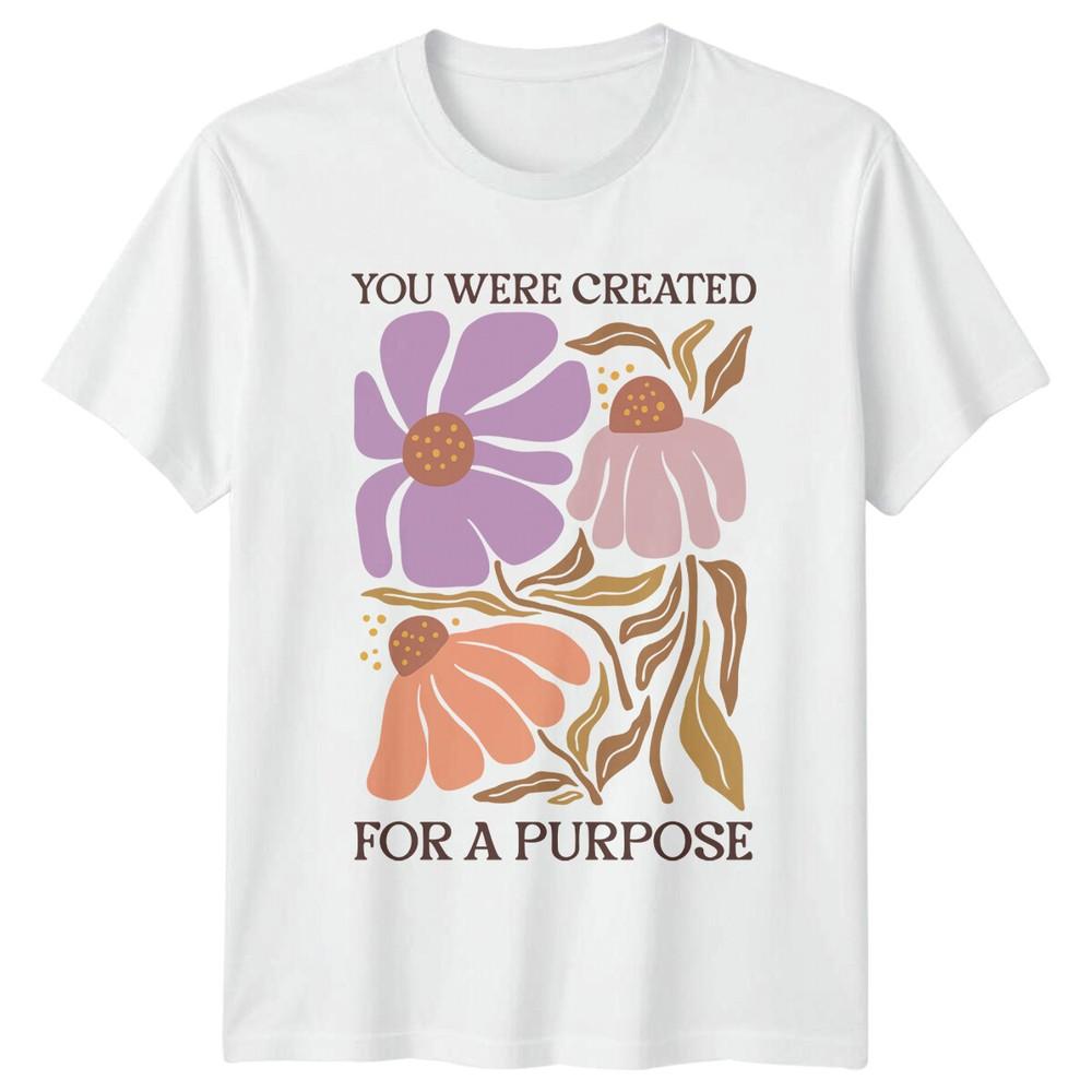 Created For A Purpose Floral Christian Faith Graphic TShirt S