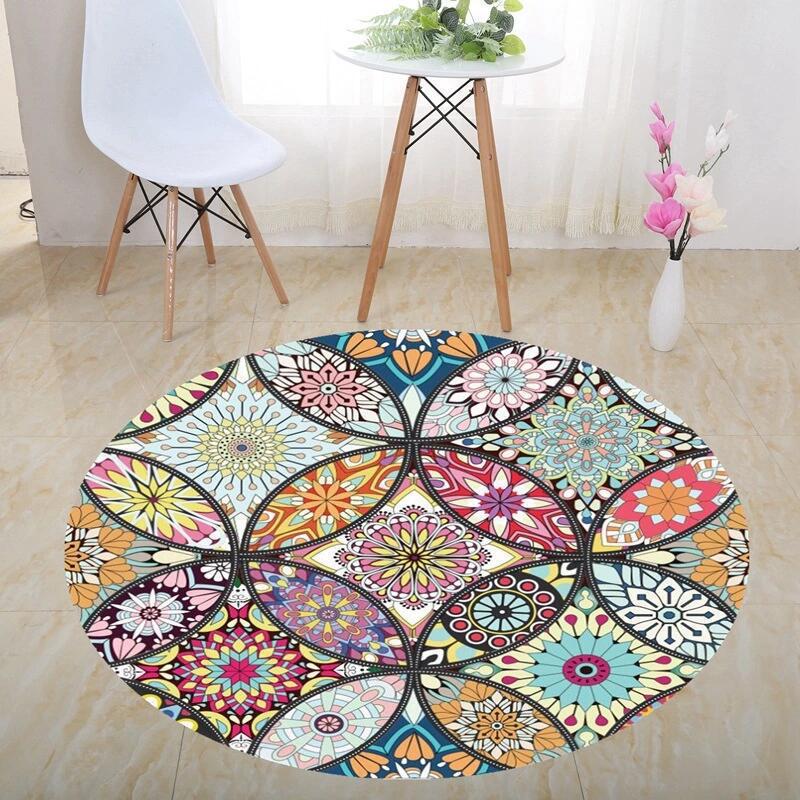 3D Illusion Halloween Black & White Round Carpet for Bedroom & Living Room