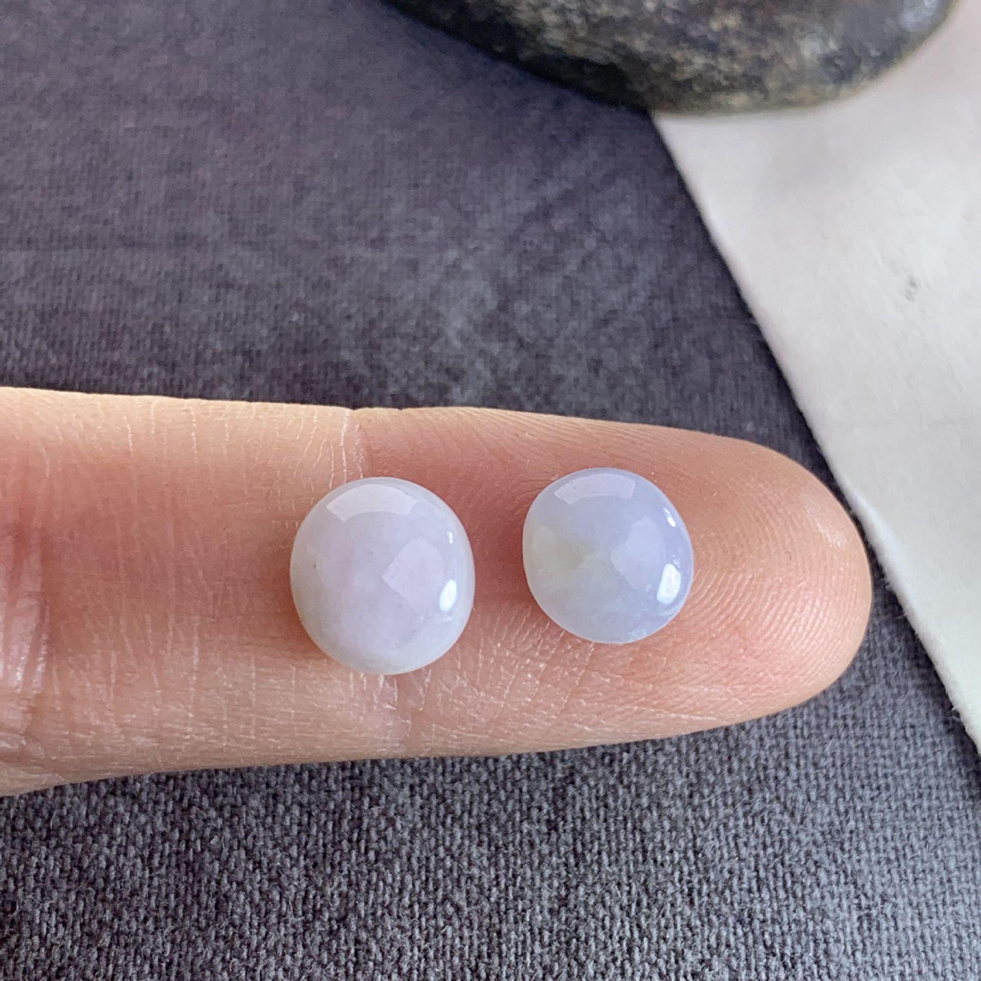 A-Grade Ice-Type Yang Green Purple Jade Egg-Shaped Ring Face with Floating Flowers Design