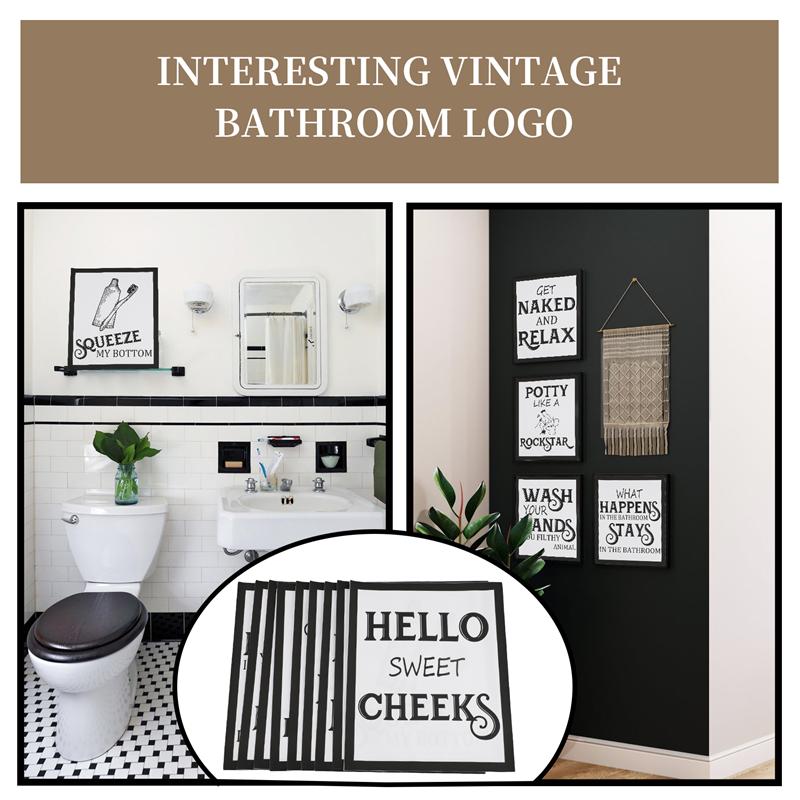 

ABWR-9 Pieces Bathroom Wall Art Wall Decor, Funny Vintage Bathroom Sign Bathroom Posters For Wall Restroom Bathroom Decor