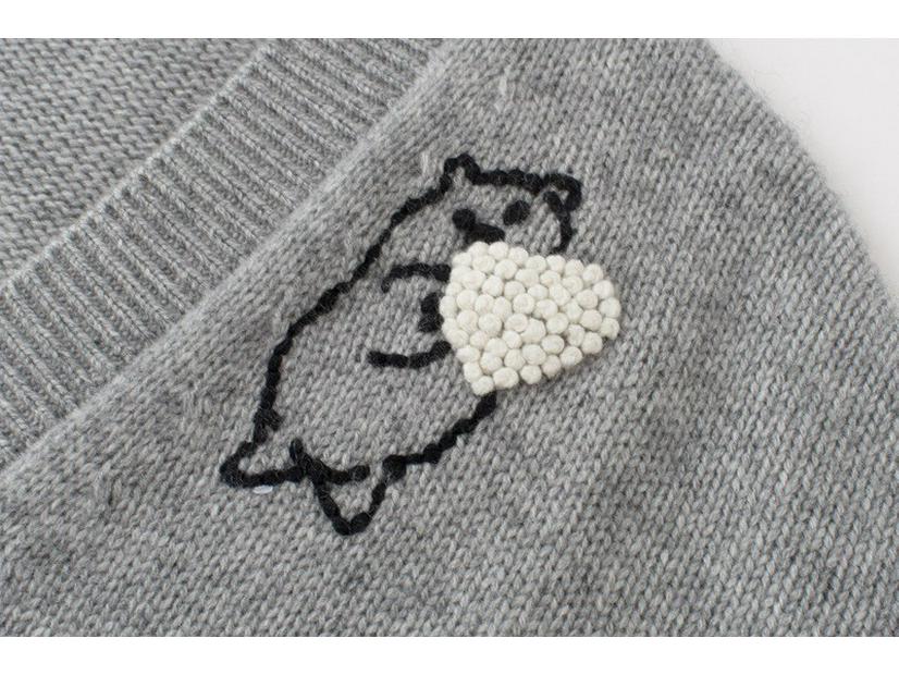 Women's Embroidered V-Neck Cashmere Cardigan - Trendy Autumn/Winter Style, Thick Knitted Outerwear