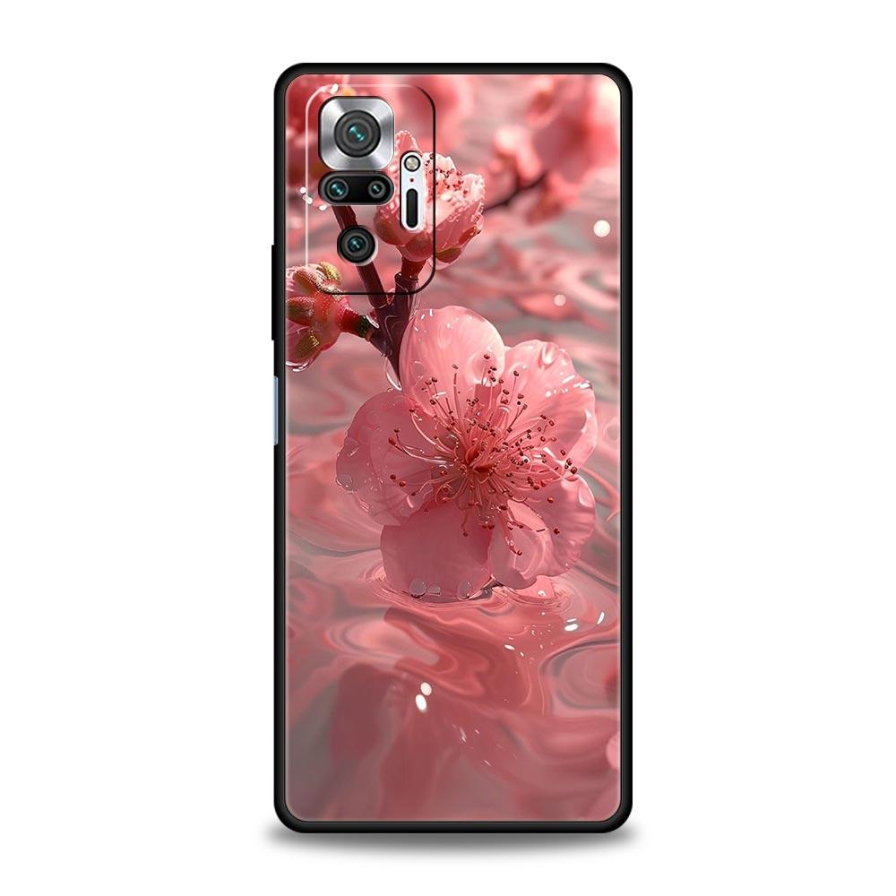 Pink Spring Cherry Blossoms Phone Case For Xiaomi Redmi Note 14 13 5G 10 11 12 Pro Plus 4G 14C 13C 12C 10C Black Cover