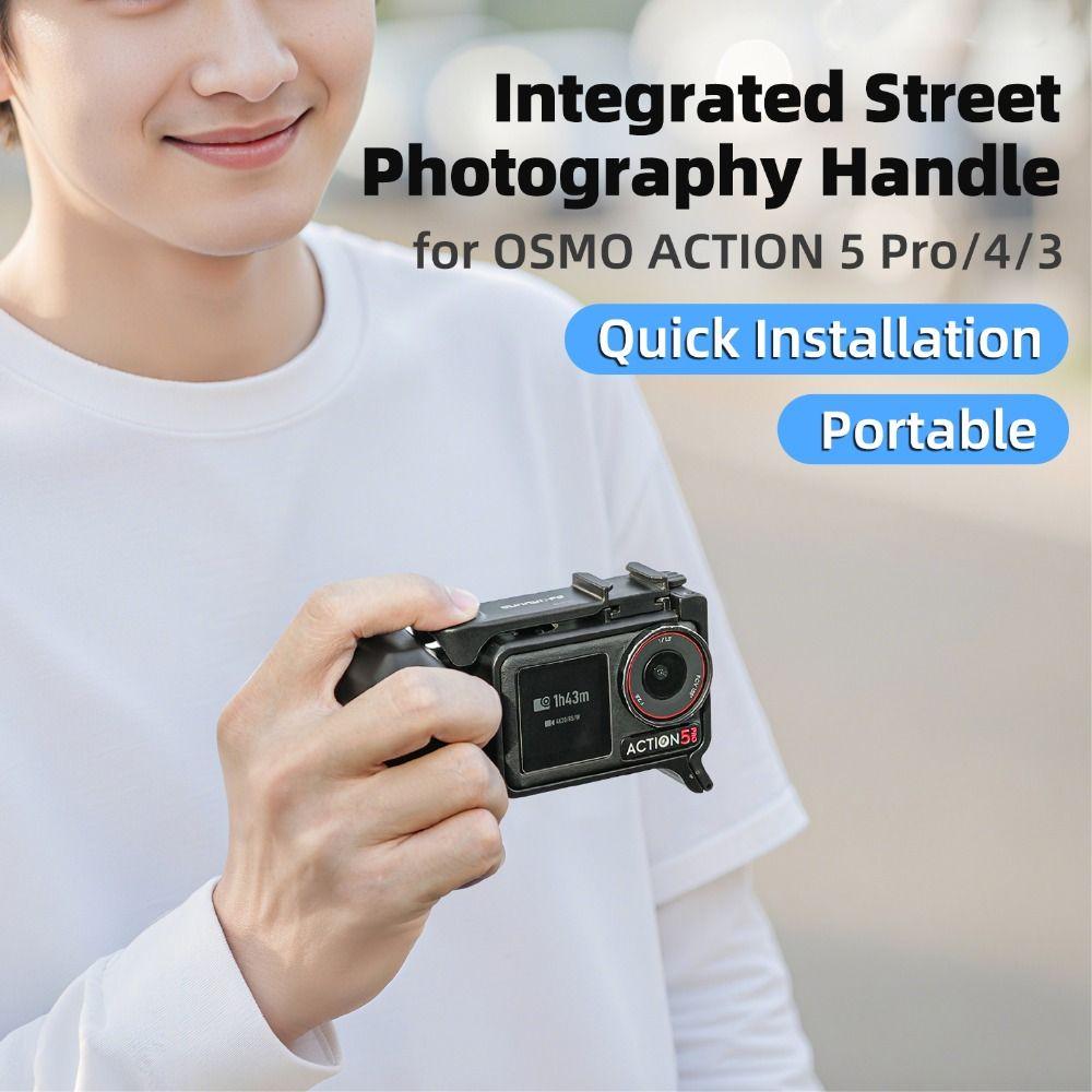 Shutter Button Camera Grip Handle Rabbit Cage for DJI Osmo Action 5 Pro/4/3 Camera Accessories