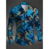 New men's fashionable 3D animal printed shirt with casual long sleeves and flower button design, fashionable shirt top