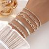 5 Bracelet Set Bohemian Minimalist Hand Decoration Metal Chain Women's Multi Layered Chain