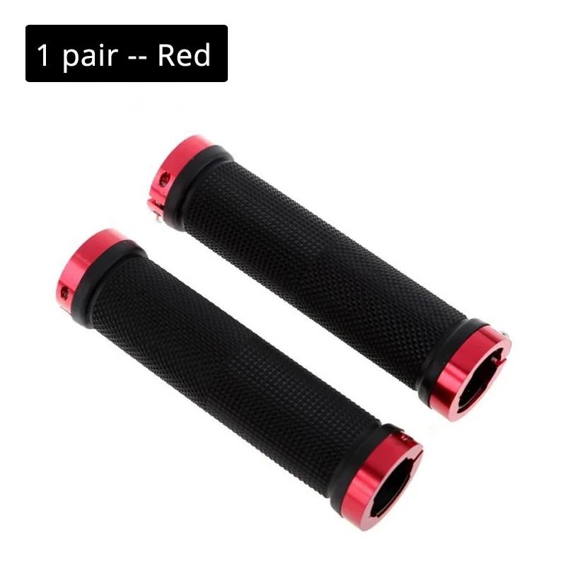 Bicycle Handle Bar Grips Road Mountain Bike Rubber Handlebar Grips MTB oy Bilateral Lock Non-slip Grips Cycling Accessories красный