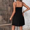 Elegant Casual V-neck Waist Slim Suspender Dress for Women Pure Color A-Line Halter Pleated Party Dress Casual Chic Women's Clothing