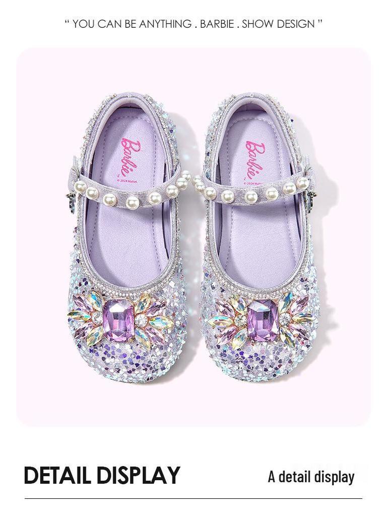 Sparkly Sequin Princess Shoes: 2025 Spring/Autumn Soft Leather Shoes for Girls – Comfortable & Versatile Performance Footwear