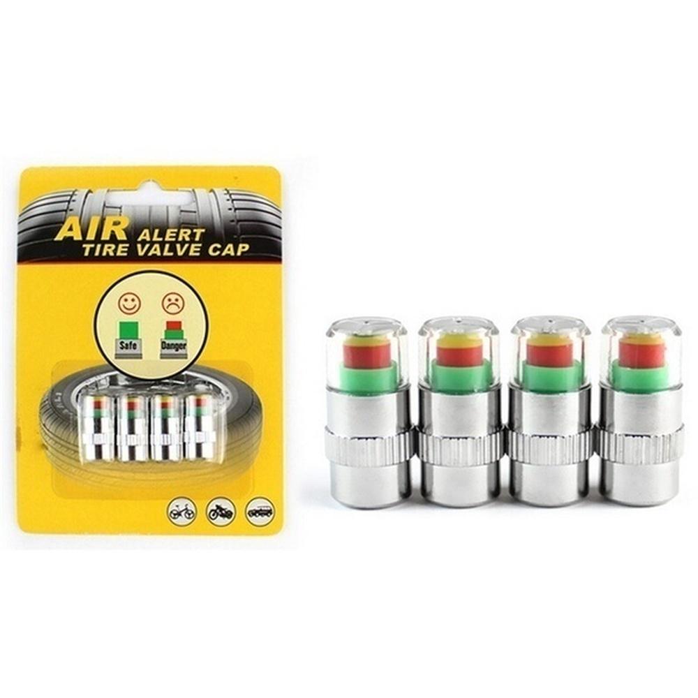 4 stuks 1 set Auto Bandenventieldop Bandenspanningsmeter Bandenspanningsmeter Bandenspanningsbewaking Waarschuwingsdop