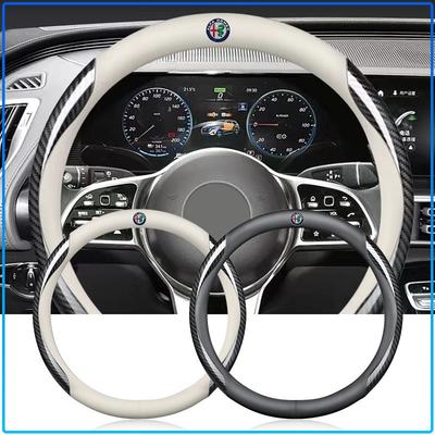 Leather Carbon Fiber Car Steering Wheel Cover Car Accessories For 147 159 Giulietta Giulia Mito Spider Alpha Nheadrest