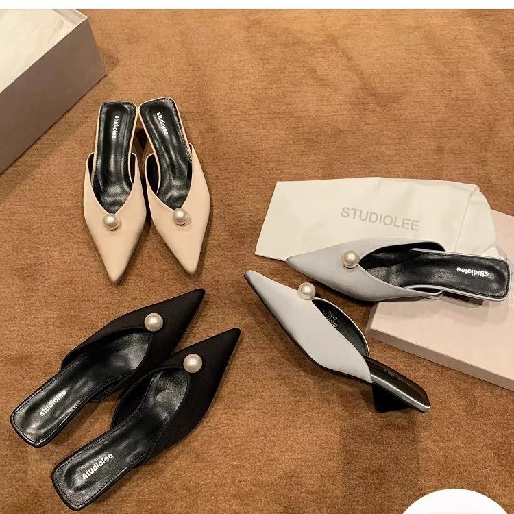 Sheepskin version~ One-pedal bag head half-drag Muller shoes women's 2025 new French niche women's rear empty sandals