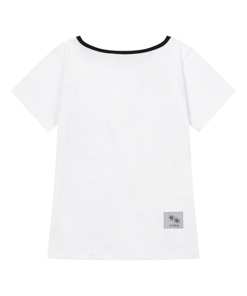 Koiliseu [One Shoulder] Laura Small Logo One Shoulder Short Sleeve T-Shirt (13 Colors)