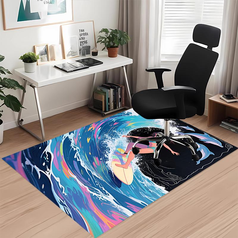 surf Printed Carpet, for Office Chair Living Room Bedroom Kitchen Room Decor Gifts.